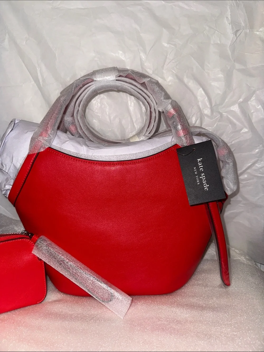 kate spade Red Structured Satchel with Matching Pouch